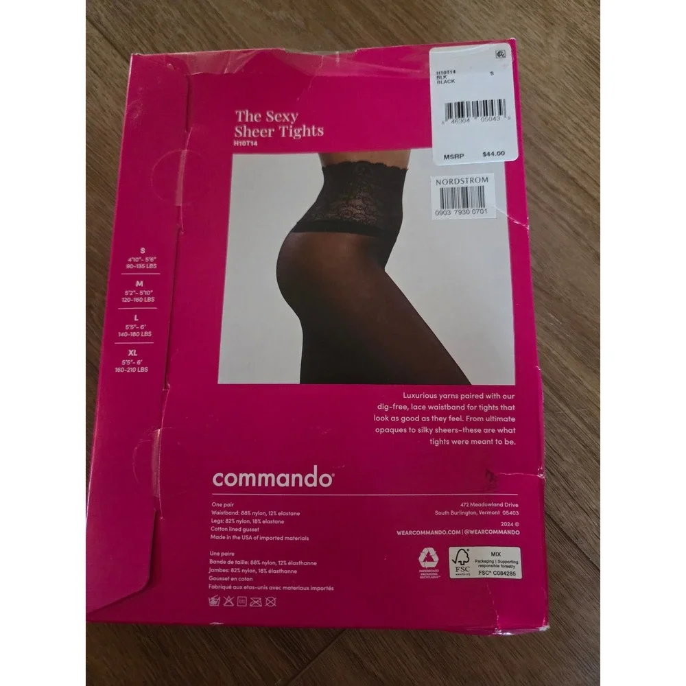 Commando The Sexy‎ Sheer Tights Black Lace Waistband H10T14 Size Small NEW